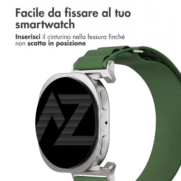 Accezz Cinturino in nylon Alpine Samsung Galaxy Watch 9 (40/44mm) / Watch 8 (40/44mm) / Classic (46mm) - Olive Green