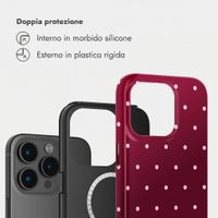 Selencia Cover posteriore Vivid con MagSafe Apple iPhone 15 Pro - Happy Dots Burgundy