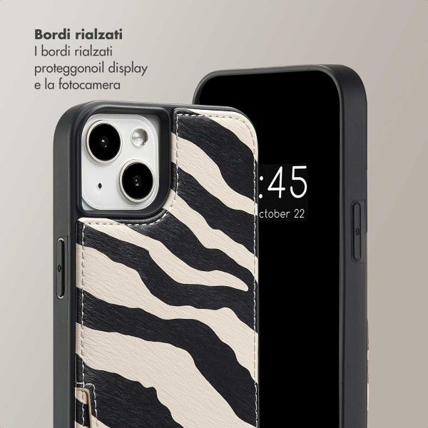 Selencia Cover per telefono Nova con cordino e portacarte Apple iPhone 14 / 13 - Zazzy Zebra