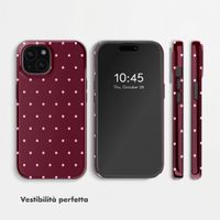 Selencia Cover posteriore Vivid con MagSafe Apple iPhone 15 - Happy Dots Burgundy