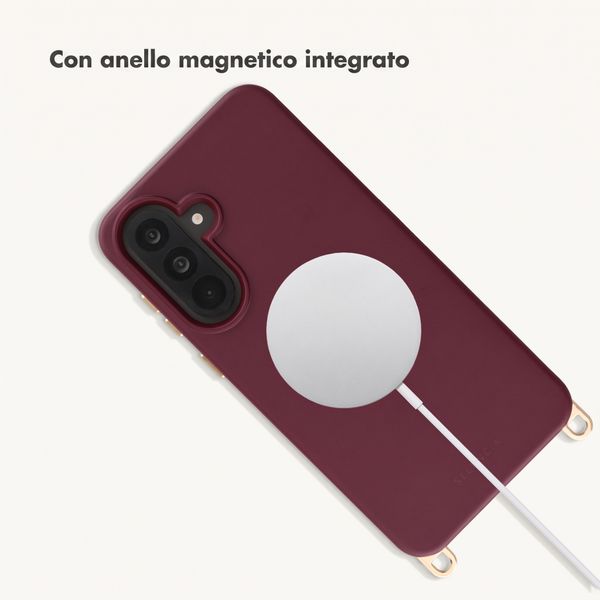Selencia Cover posteriore Rivièra con MagSafe con ganci rimovibili Samsung Galaxy A36 / A56 - Bold Burgundy
