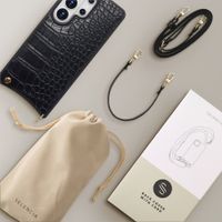 Selencia Cover per telefono Nova Croco con cordino e portacarte Samsung Galaxy S26 Ultra - Nero