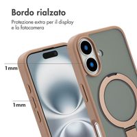 Accezz Cover con anello e supporto con MagSafe Apple iPhone 16 - Marrone