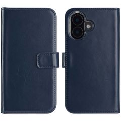 Selencia Cover a libro in vera pelle Apple iPhone 16 Plus - Blu
