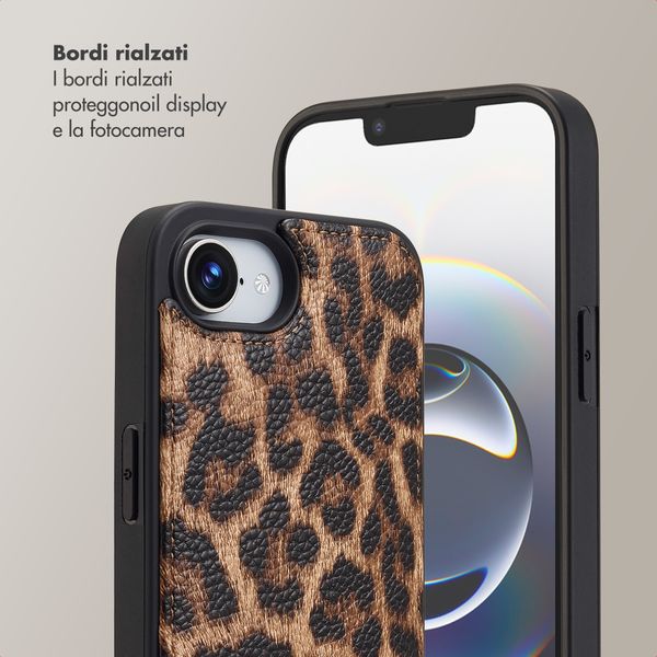 Selencia Cover per telefono Nova con cordino e portacarte Apple iPhone 17e / 16e - Leopard