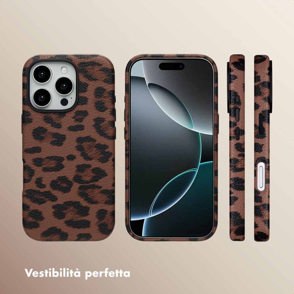 Selencia Cover Sabi Stampa pantera con MagSafe Apple iPhone 16 Pro - Mocha Brown
