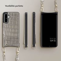 Selencia Cover per telefono Nova Croco con cordino e portacarte Samsung Galaxy A36 / A56 - Argento