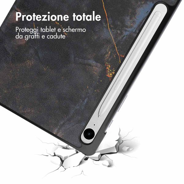 imoshion Cover Trifold Design Samsung Galaxy Tab S9 11.0 pollici / S10 Lite / S10 FE / S9 FE 10.9 pollici - Black Marble
