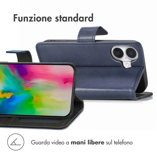 imoshion Cover a libro di Lusso Apple iPhone 16 - Blu scuro