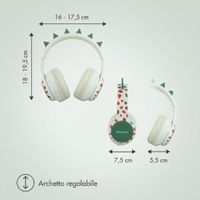 imoshion Cuffie Bluetooth Kids Dino - Cuffie per bambini con limitatore di decibel - Cuffie wireless + cavo AUX - Brown / Orange
