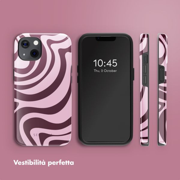 Selencia Cover posteriore Vivid con MagSafe Apple iPhone 13 - Wavy Swirl Pink Plum