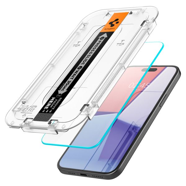 Spigen Vetro temperato GLAStR EZ Fit, confezione da 2 + Applicatore Apple iPhone 16 Plus / 15 Plus