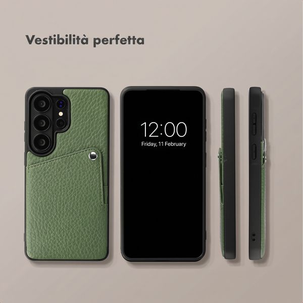 Selencia Cover posteriore Riva con portacarte Samsung Galaxy S26 Ultra - Sage Green