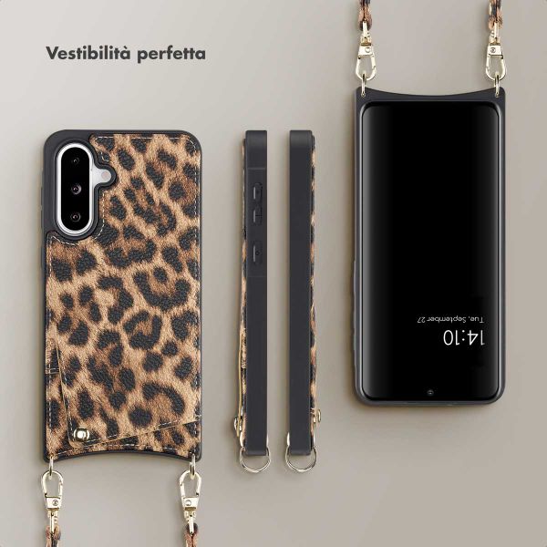 Selencia Cover per telefono Nova con cordino e portacarte Samsung Galaxy A36 / A56 - Leopard