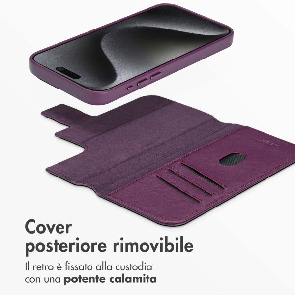 Accezz Cover in pelle 2 in 1 con MagSafe Apple iPhone 15 Pro Max - Heath Purple