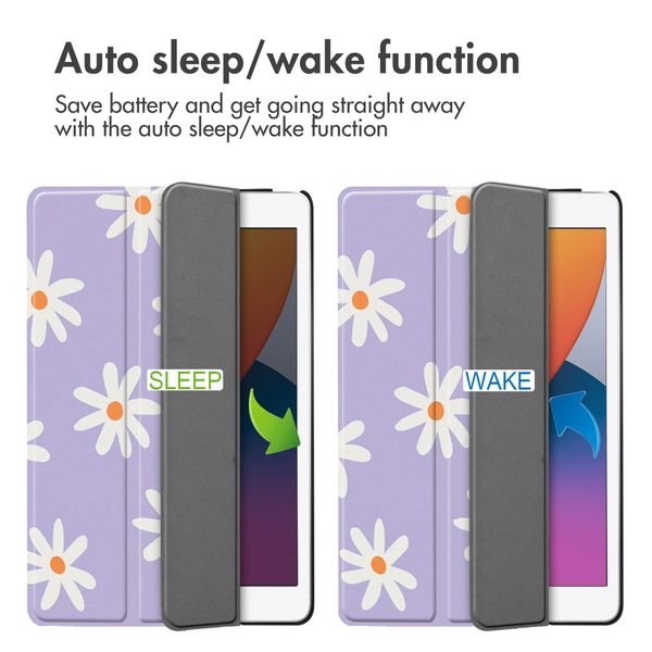 imoshion Cover Trifold Design Apple iPad 9 (2021) 10.2 pollici / iPad 8 (2020) 10.2 pollici / iPad 7 (2019) 10.2 pollici - Flowers Distance
