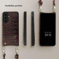 Selencia Cover per telefono Nova Croco con cordino e portacarte Samsung Galaxy A57 (5G) - Choco Brown