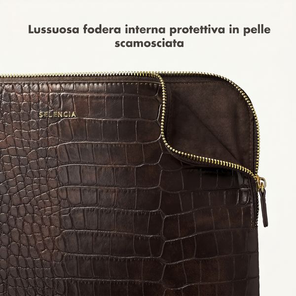 Selencia Cover per laptop Croco 11 pollici - Choco Brown