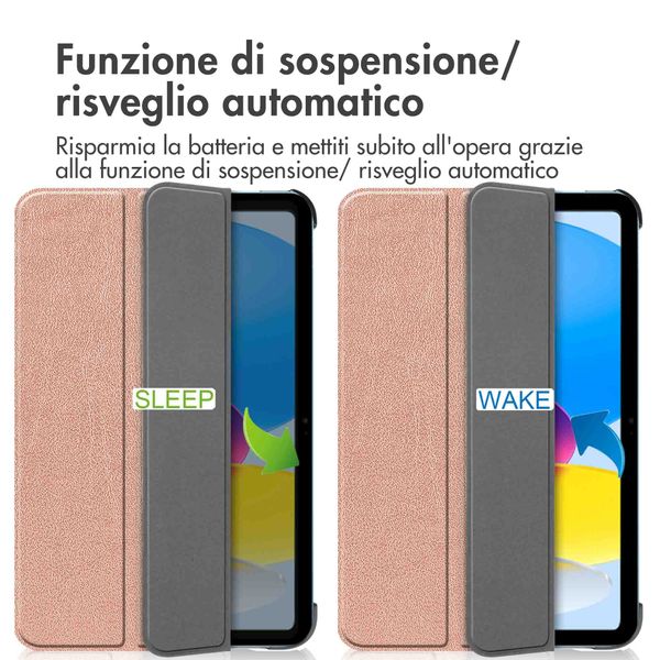 imoshion Cover a libro Trifold Apple iPad 11 (2025) 11 pollici A16 / iPad 10 (2022) 10.9 pollici - Oro rosa