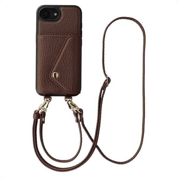 Selencia Cover per telefono Sera con cordino e portacarte a busta Apple iPhone 17e / 16e - Chocolate Brown