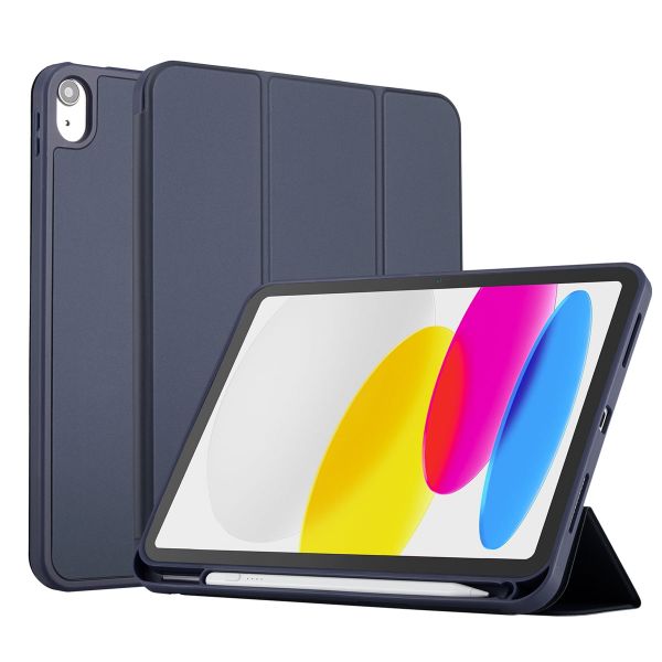 Accezz Cover a libro in silicone Smart Apple iPad 11 (2025) 11 pollici A16 / iPad 10 (2022) 10.9 pollici - Blu scuro