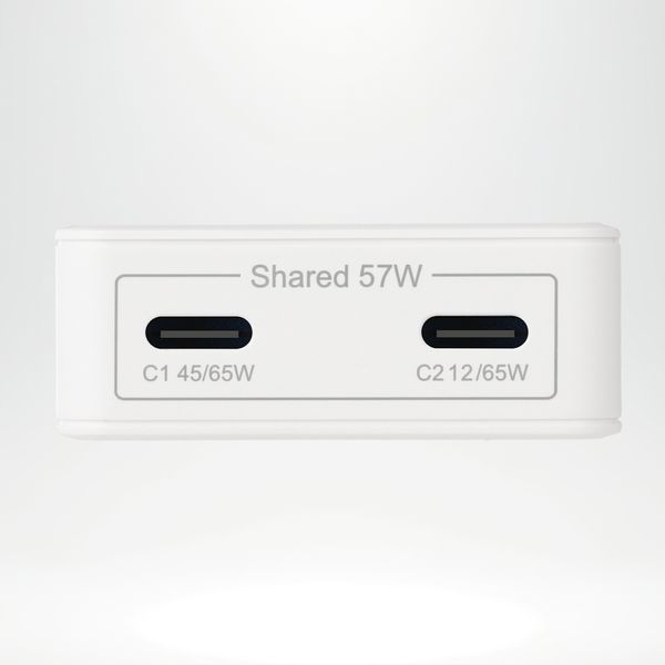 Accezz Caricabatterie GaN Ultra Slim - 2x USB-C - 65 W - Bianco