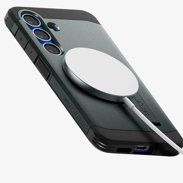Spigen Cover Posteriore Corazzata Tough con MagSafe Samsung Galaxy S25 Plus - Abyss Green
