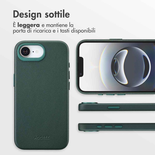 Accezz Cover in Pelle con MagSafe Apple iPhone 17e / 16e - Cedar Green