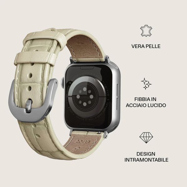 Burga Cinturino in vera pelle Apple Watch | 38/40/41/42 mm - Buttermelt / Silver