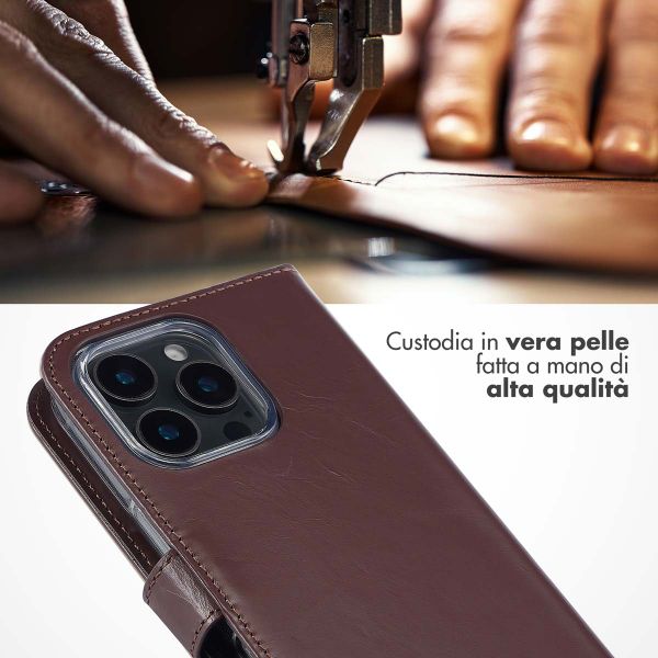 Selencia Cover a libro in vera pelle Apple iPhone 16 Pro Max - Marrone