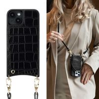 Selencia Cover per telefono Nova Croco con cordino e portacarte Apple iPhone 14 / 13 - Nero