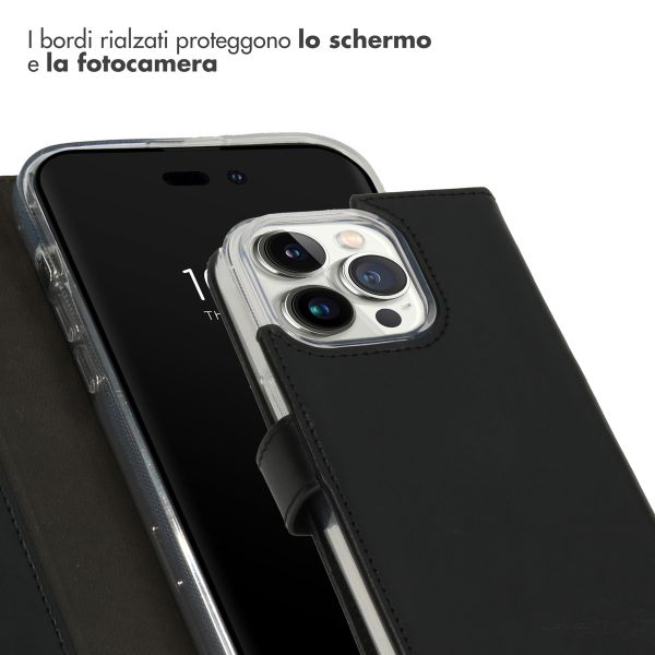 Selencia Cover a libro in vera pelle Apple iPhone 14 Pro - Nero