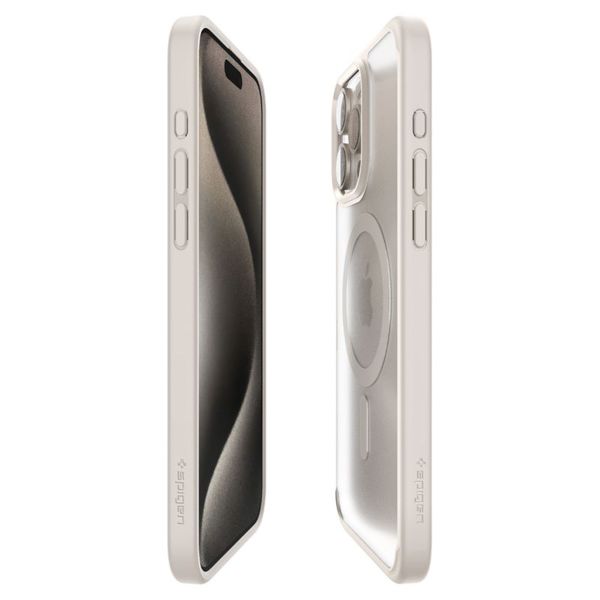 Spigen Cover Posteriore Ultra Ibrida con MagSafe Apple iPhone 15 Pro - Frost Natural Titanium