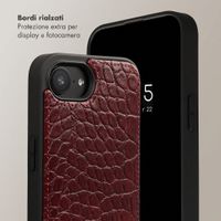 Selencia Cover per telefono Nova Croco con cordino e portacarte Apple iPhone 17e / 16e - Choco Brown