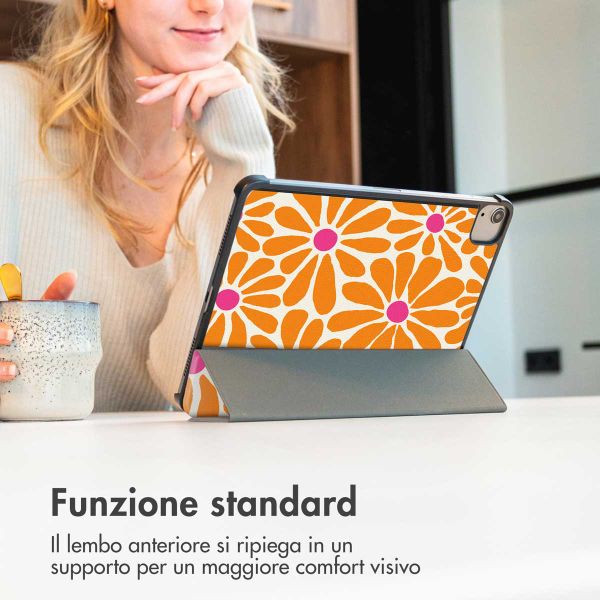 imoshion Cover Trifold Design Apple iPad 9 (2021) 10.2 pollici / iPad 8 (2020) 10.2 pollici / iPad 7 (2019) 10.2 pollici - Orange Flower Connect