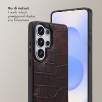 Selencia Cover per telefono Nova Croco con cordino e portacarte Samsung Galaxy S26 Ultra - Choco Brown
