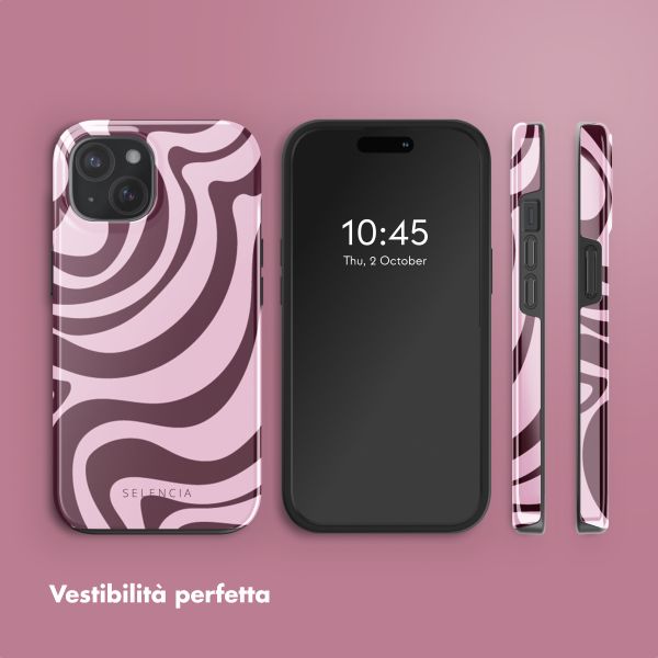Selencia Cover posteriore Vivid con MagSafe Apple iPhone 15 - Wavy Swirl Pink Plum