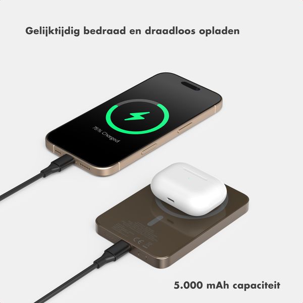 Selencia Vivid Powerbank 5.000 mAh - Draadloze Powerbank - Geschikt voor MagSafe en Qi - Desert Gold / Wavy Swirl Pink Plum