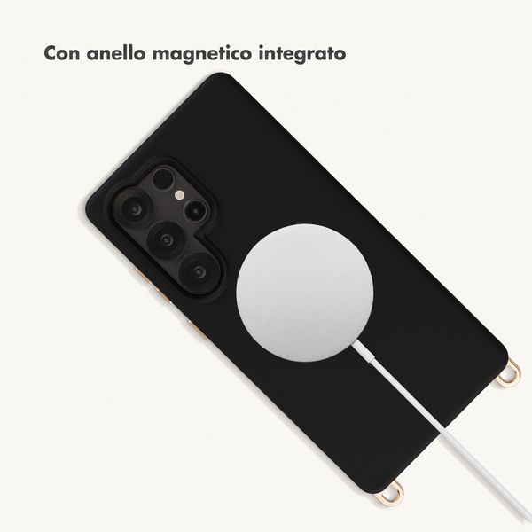 Selencia Cover posteriore Rivièra con MagSafe con ganci rimovibili Samsung Galaxy S25 Ultra - Velvet Black