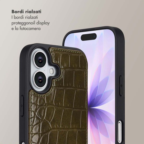Selencia Cover per telefono Nova Croco con cordino e portacarte Apple iPhone 17 - Dark Olive