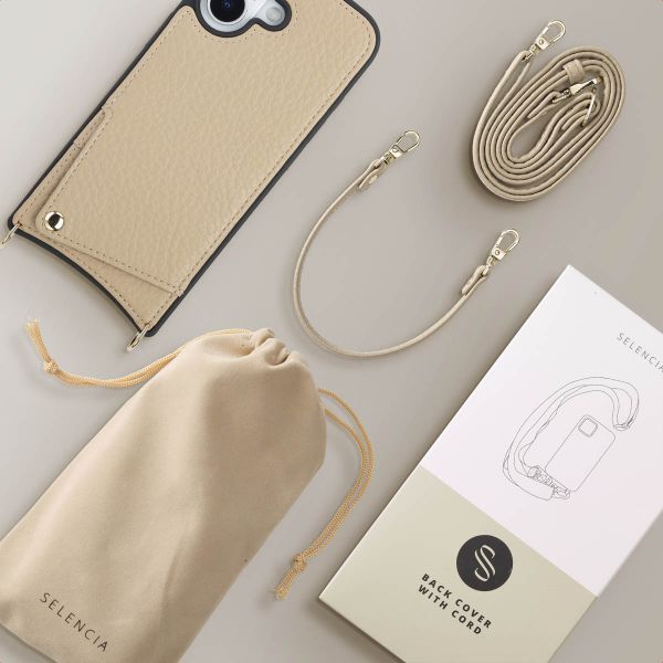 Selencia Cover per telefono Nova con cordino e portacarte Apple iPhone 17 - Beige