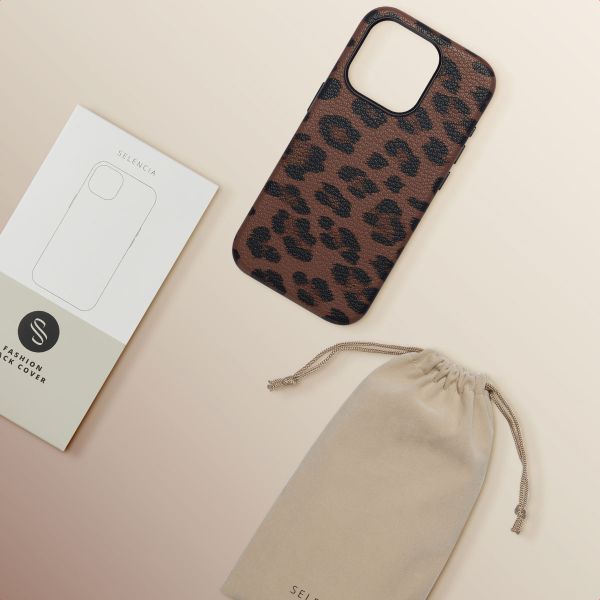 Selencia Cover Sabi Stampa pantera con MagSafe Apple iPhone 15 Pro - Mocha Brown
