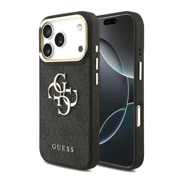 Guess Cover Posteriore con Logo 4G in Metallo Apple iPhone 18 Pro Max / 17 Pro Max - Black