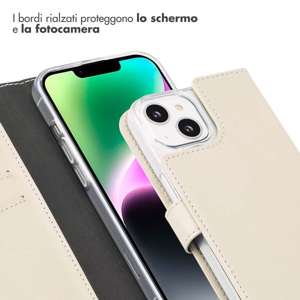 Selencia Cover a libro in vera pelle Apple iPhone 14 - Greige