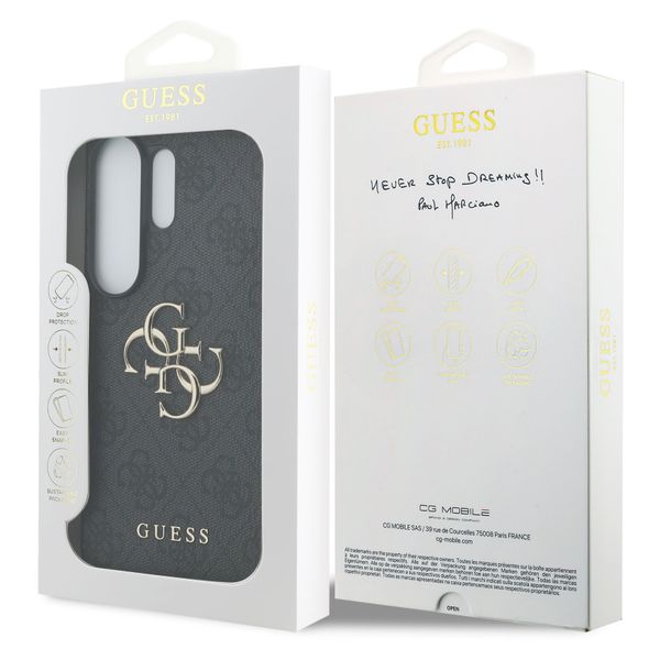 Guess Cover Posteriore con Logo 4G in Metallo Samsung Galaxy S26 Ultra - Nero