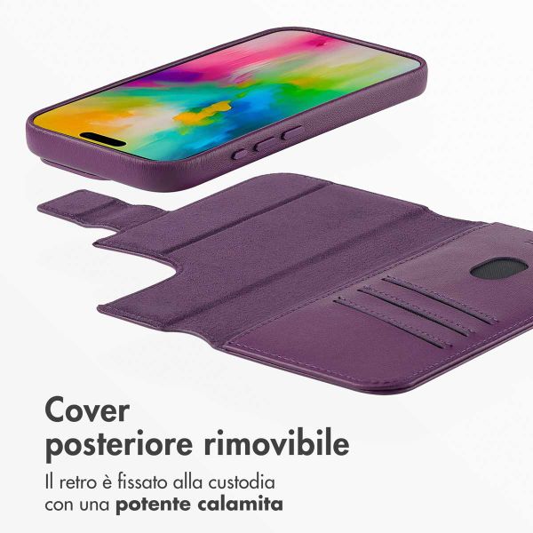 Accezz Cover in pelle 2 in 1 con MagSafe Apple iPhone 16 Pro - Heath Purple