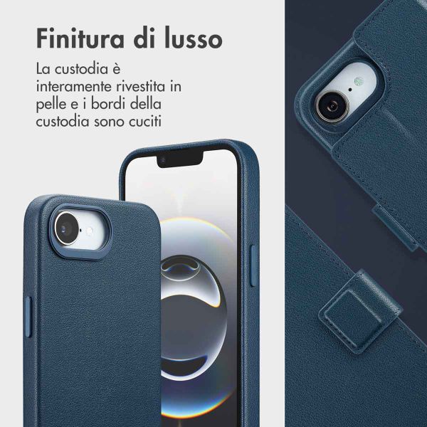 Accezz Cover in pelle 2 in 1 con MagSafe Apple iPhone 17e / 16e - Nightfall Blue