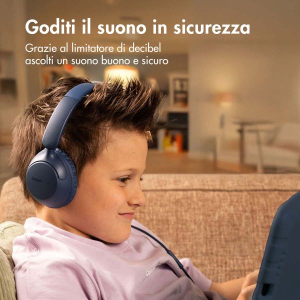 imoshion Cuffie per bambini con filo - cavo AUX - limitatore di decibel - Denim Blue