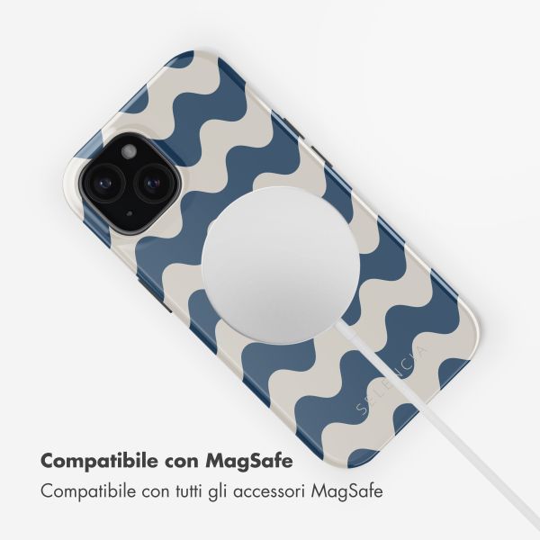 Selencia Cover posteriore Vivid con MagSafe Apple iPhone 15 - Wave Vibes Classic Blue