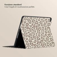 Selencia Libreria Sabi con stampa leopardata Apple iPad 9 (2021) 10.2 pollici / iPad 8 (2020) 10.2 pollici / iPad 7 (2019) 10.2 pollici - Soft Ivory